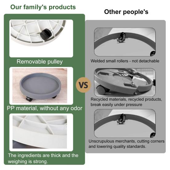 Круглая подставка для растений на колесиках, паллета для цветочного горшка с 4 колесиками, мобильная подставка для цветочного горшка, передвижная подставка для цветочного горшка, подставка для кашпо для использования в помещении и на улице