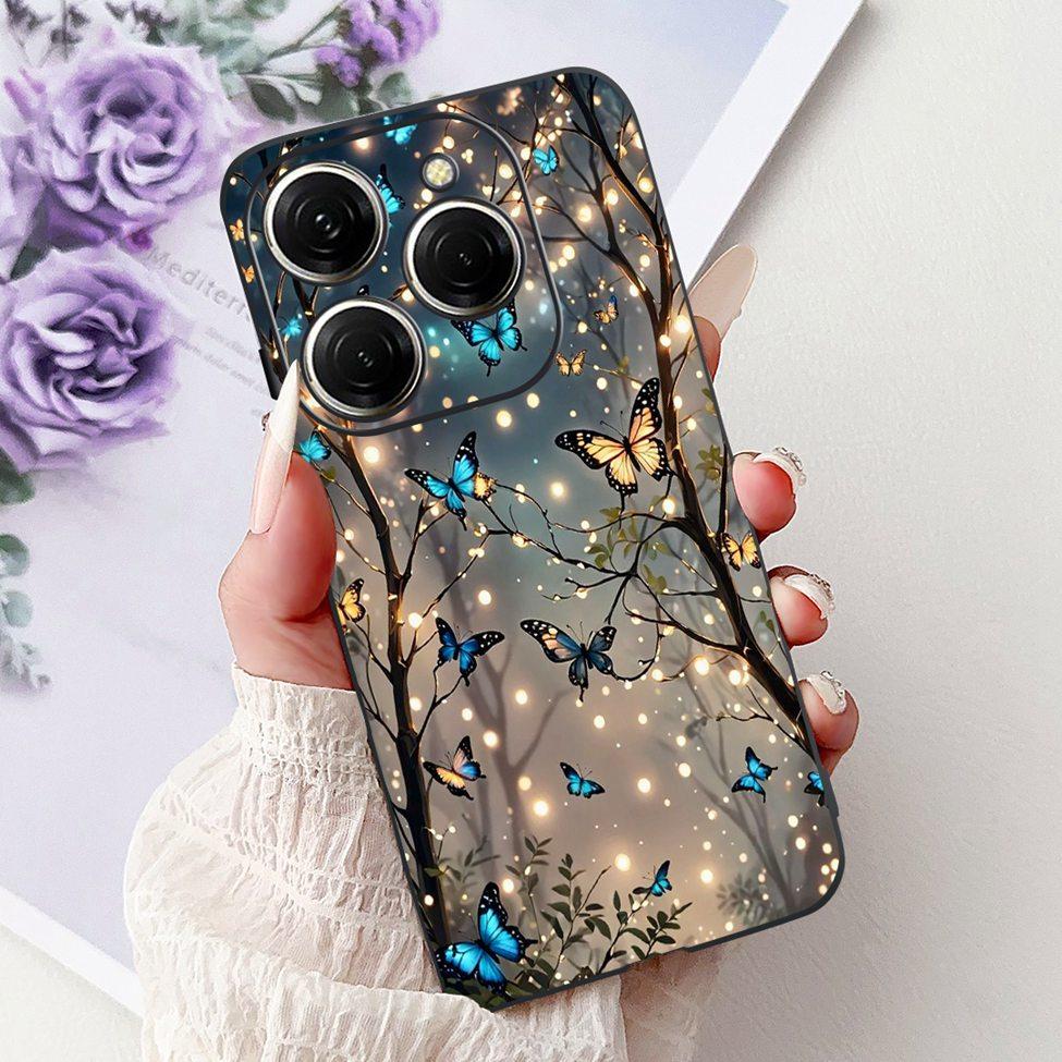 Для Tecno Spark 20 Pro KJ6 Задняя крышка Для Tecno Spark 20 Pro Чехол Черный Силикон Модный Роскошный Милый Мультяшный Ударопрочный Бампер