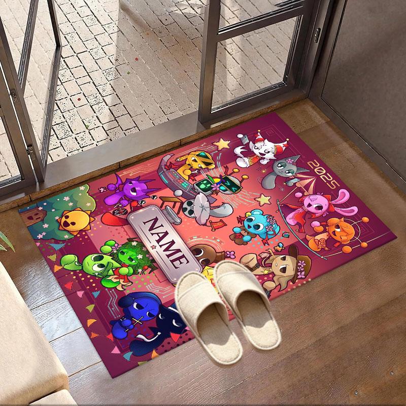 Custom Name Personalized Game Sprunki Print Carpet, Versatile Home Decor Rug, for Playroom, Apartment, Balcony, Entryway, Hallway Gift