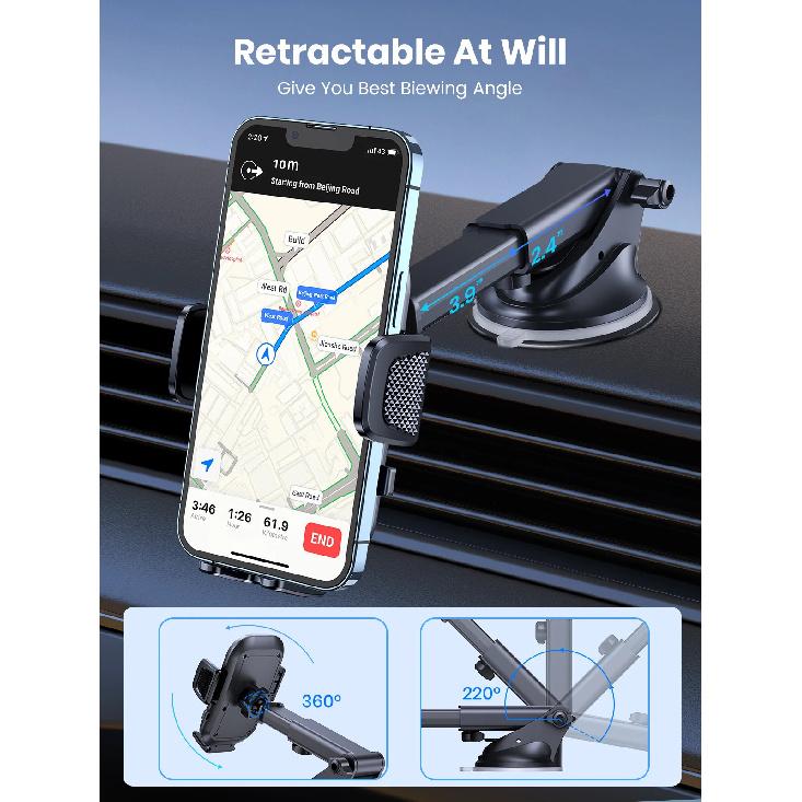 TOPK Car Phone Holder Mount for IPhone[Powerful Suction] Phone Mount for Car Dashboard Car Accessories Automobile for Smartphone