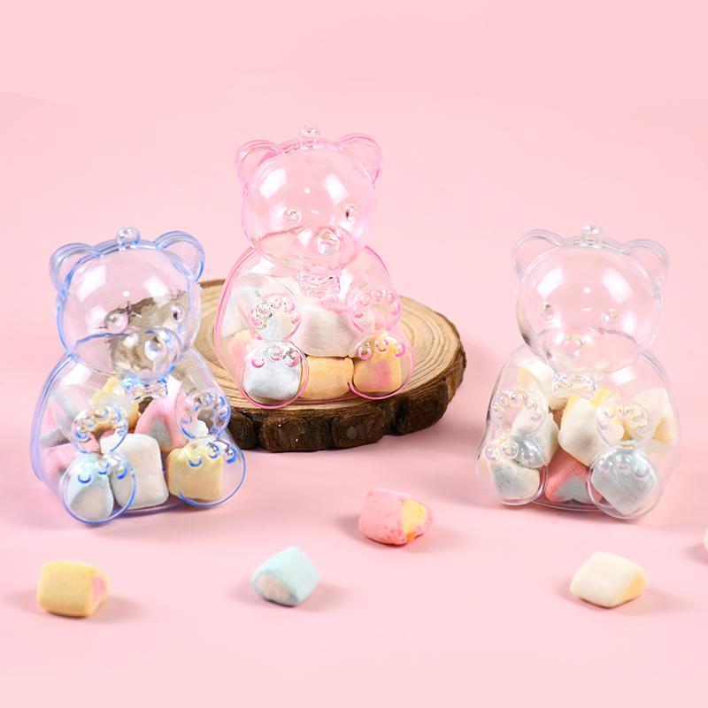 10 шт. коробка для конфет в форме медведя, прозрачная упаковка для ювелирных изделий, подарков, закусок, свадебных подарков, вечеринок, декора, сувениров для детского душа