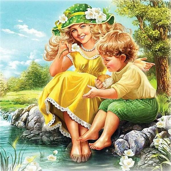 5D алмазная живопись для девочек, алмазная вышивка, круглый пейзаж, сад, картина из стразов, мозаика, портрет, декор для детской комнаты