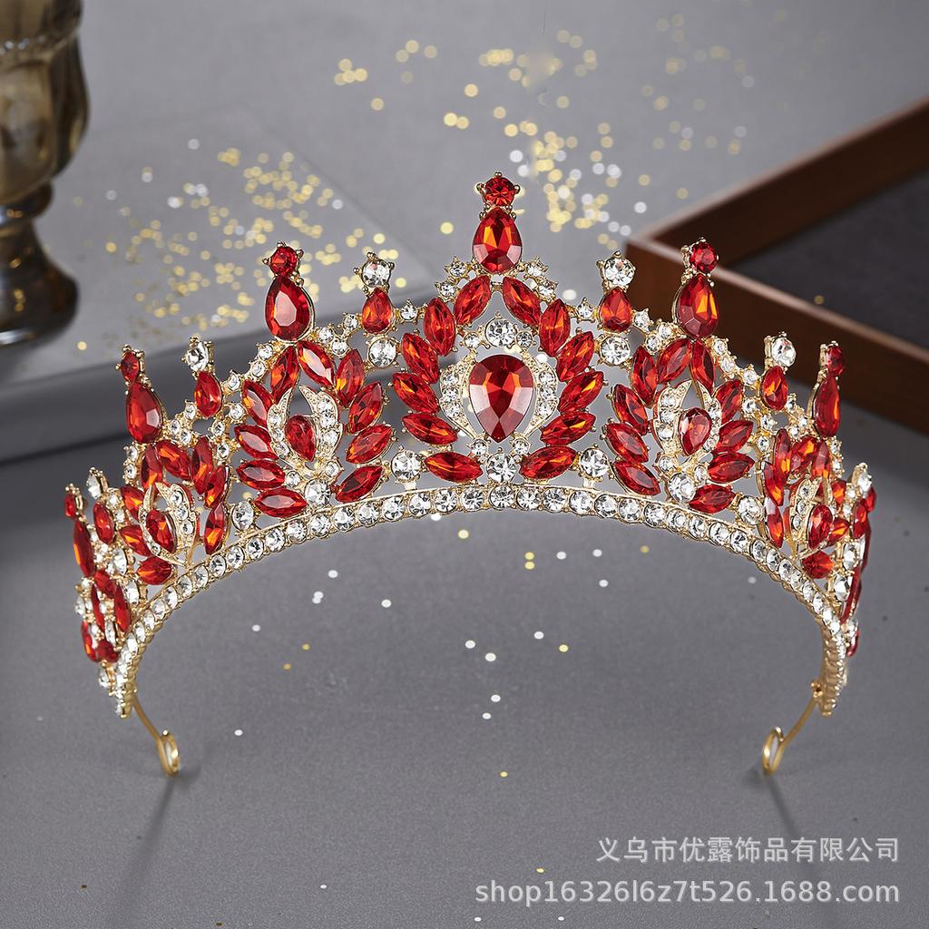 Bridal Crown Headgear Colored Rhinestone Headband Baroque Crown Wedding Dress Accessories Hair Accessories