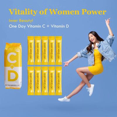 HURUM OneDay Vitamin C+D Здоровье клеток Здоровье костей Необходимый витамин C, витамин D [Упаковка BOX 2g x 100ea] [Mini Pack 2g X 10ea] Корейский витамин