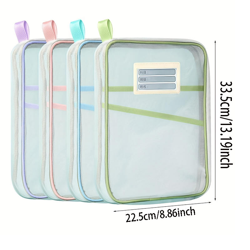 A4 Stationery Storage Bag Double-layer Mesh Zipper Bag Large Capacity Organizer Folders School Office Supplies Stationary Bag