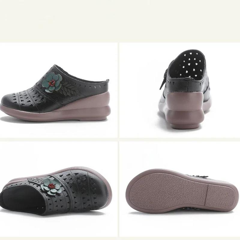 Летние туфли на платформе для женщин, сандалии без застежек, мягкие и удобные шлепанцы из натуральной кожи, дышащие шлепанцы, женские туфли на танкетке, тапочки, обувь 2025