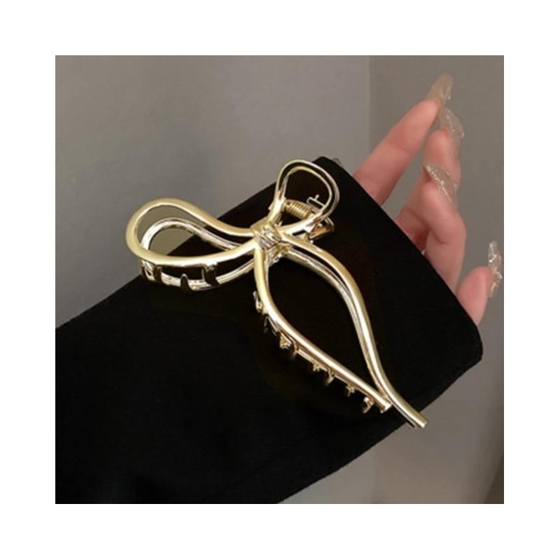 Hair Clip Metal Bow Buckle Gold Strong Gold Decoration