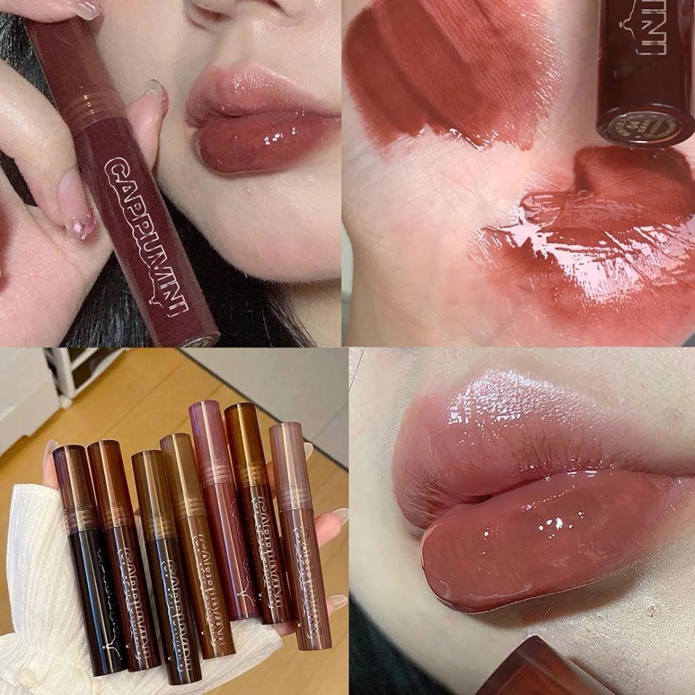 Lip Palette Black Tea Brown Lip Gloss Mirror Clear Glass Glaze Lava Chocolate Liquid Lipstick Nonstick Makeup Tint Cosmetics, 01, 1 Piece, 01 01