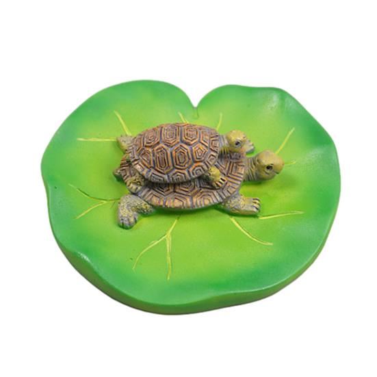 Плавучий Лист Лотоса Черепаха Фигурка Двойная Черепаха Статуя Скульптура Сад На Открытом Воздухе Двор Пруд для Рыб Аквариум Украшение Орнамент