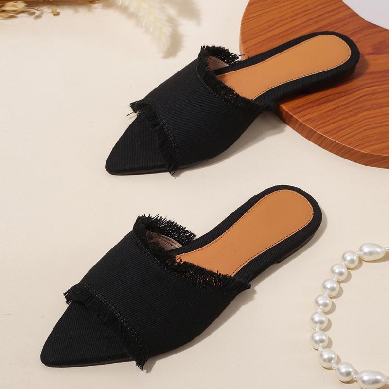 Liyke Летняя мода швейные женские тапочки с кисточками для отдыха на открытом воздухе удобные повседневные мюли на плоской подошве сандалии пляжные шлепанцы обувь Zapatos Mujer