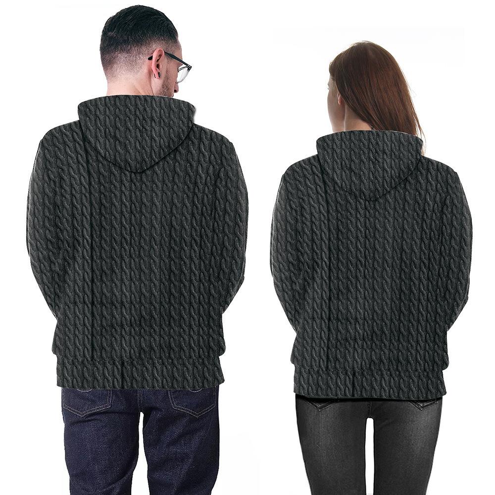 Digital Printing New Christmas Sweater Reindeer 3D Printing Hooded Loose Pullover Couple Sweater