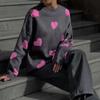 Autumn Warm Long Sleeve Knitted Pullover Sweater Winter Casual Love Embroidery Jumpers Fashion O-Neck Ladies Loose Tops 29613