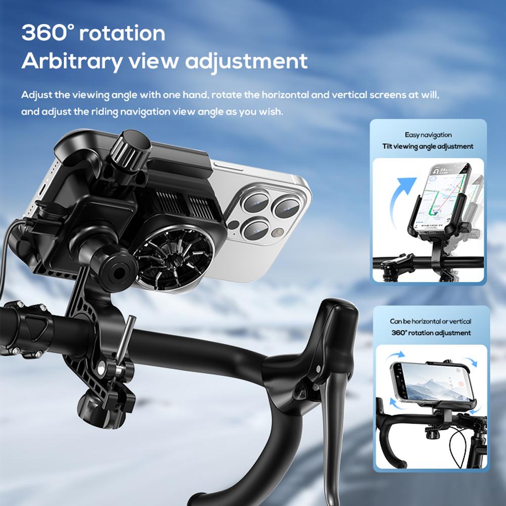 Cooling Motorcycle Phone Mount Motorcycle Phone Holder Mobile Phone Bracket 360° Rotation Navigation Motorcycle Accessories