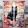 Black Cat Anti-mosquito Curtains for Living Room Curtain Halloween Decoration Shades Blackout Curtains 2 Pieces Partition Camera