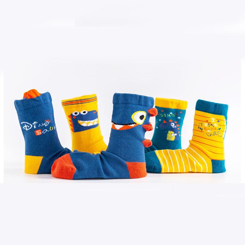 5 пар детских носков, детские носки средней длины с милым мультяшным принтом, дышащие теплые носки