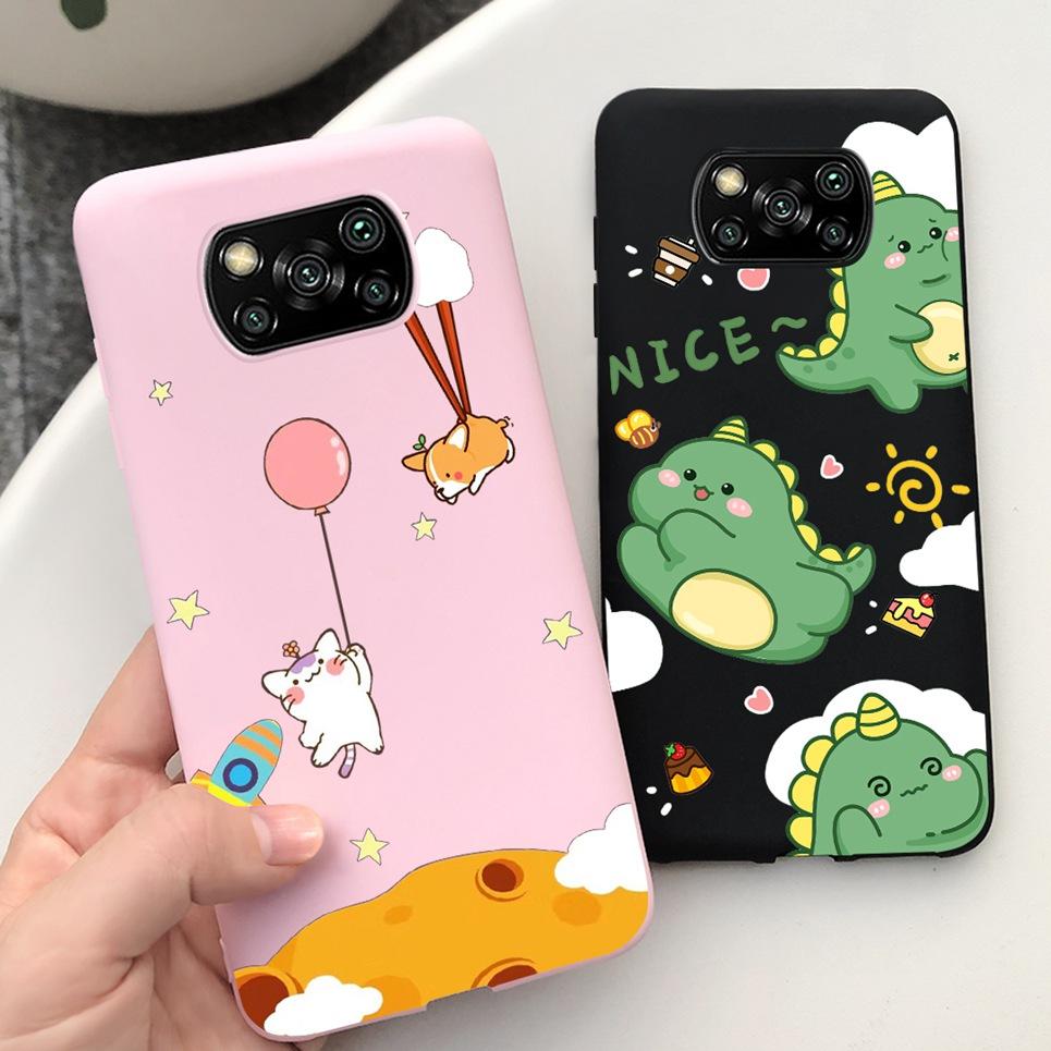 For Xiaomi Poco X3 Pro PocoX3 NFC Back Cover Case Astronaut Printing Cartoon Bumper Soft Matte Silicone For Poco X3 X3Pro Coques