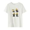 Large size women's clothing cute contrasting color cartoon print T-shirt 2026 new crew neck front shoulder top 214373