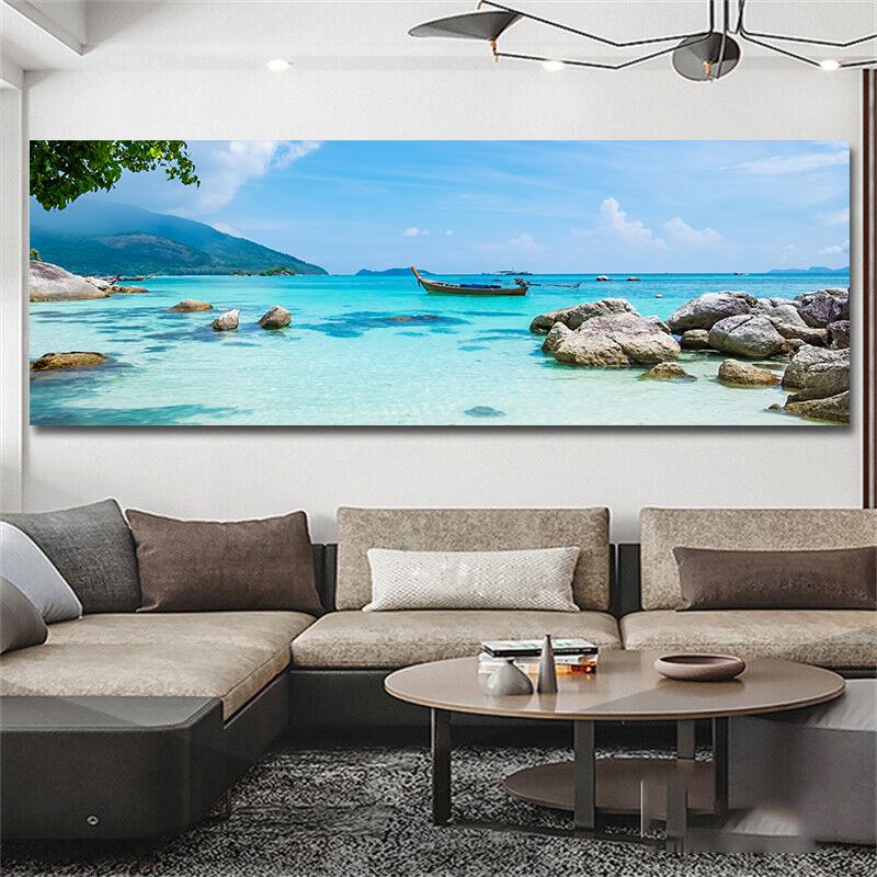 Natural Tropical Sea Beach Canvas Painting Palm Tree Seascape Posters And Prints Wall Art Pictures Living Room Home Decoration