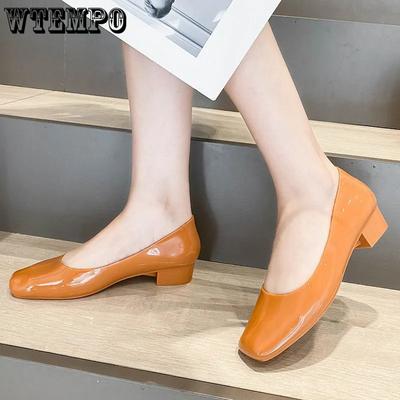 Офисные женские водонепроницаемые нескользящие мягкие рабочие туфли на толстом каблуке женские большие размеры однотонные повседневные туфли