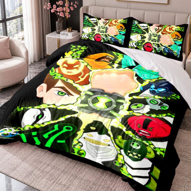 Ben 10 3Pcs Bedding Set Duvet Cover With Two Pillowcases For Bedroom Home Decoration
