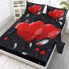 4-Piece Bed Sheet Set In Red Heart Feather, Including 1 Flat Bed Sheet, 1 Extra-Large Bed Sheet, 2 Pillowcases ( Vitality)