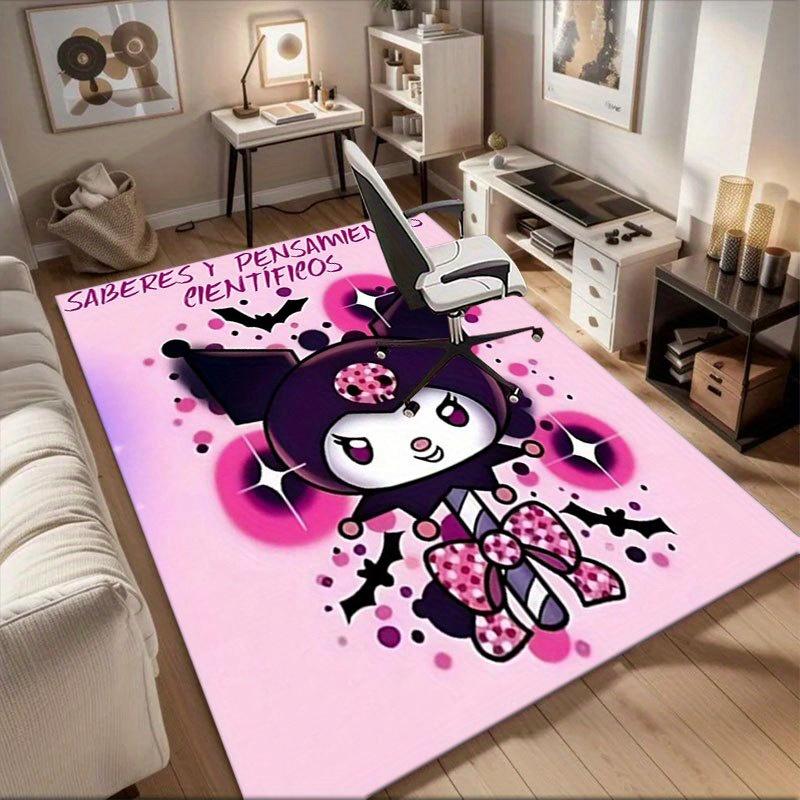 1pc Sanrio Kuromi Mermaid Printed Office Carpet Rectangle Rug Under The Table,Perfect Room Decor for Living Room, Bedroom, Kitchen, Non-slip Floor Mat