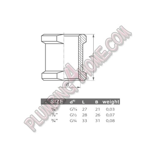 Chrome-Plated Brass Socket 3/4” Female/Female