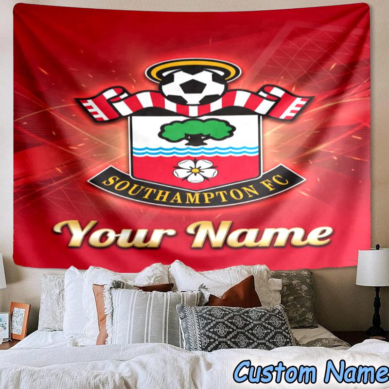 Custom Name Southampton Fc Crest Hanging Tapestry Background Tapestry for Bedroom Living Room Dorm,Home Party Wall Decoration,Fan Gifts