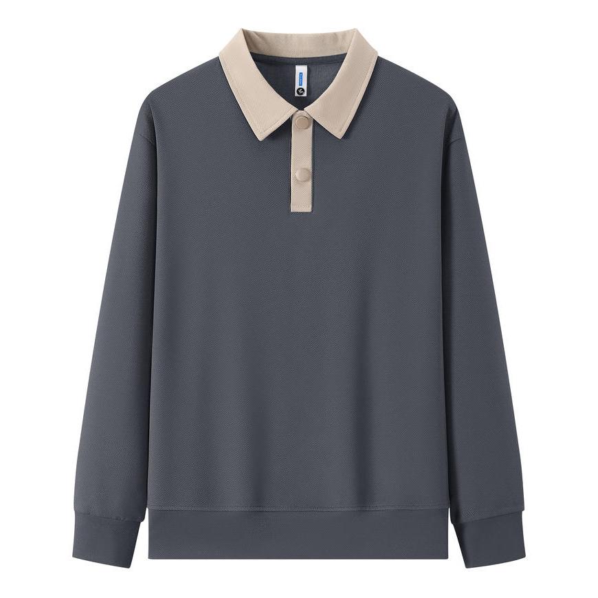 Business Casual Outdoor POLO Sweater Autumn Color Block Lapel Long Sleeved Hoodie Couple's Outfit Men's and Women's Fashionable Hoodie Boutique Top