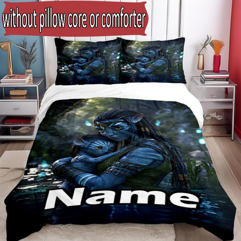 3pcs Duvet Cover Set (1*Duvet Cover + 2*Pillowcase, Without Core), Custom Name Avatar Pattern Bedding Set, Home Bedroom Decor Gift