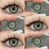2Pcs Natural Green Colored Contacts Blue Lenses Korean Brown Eye Contacts Yearly Lens Makeup Gray Pupils Use for Eye