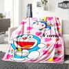 Doraemon And Friends Heart Flowers Flannel Blanket With Customizable Name Comfortable In All Seasons Suitable For Sofas Beds Travel Camping And Office