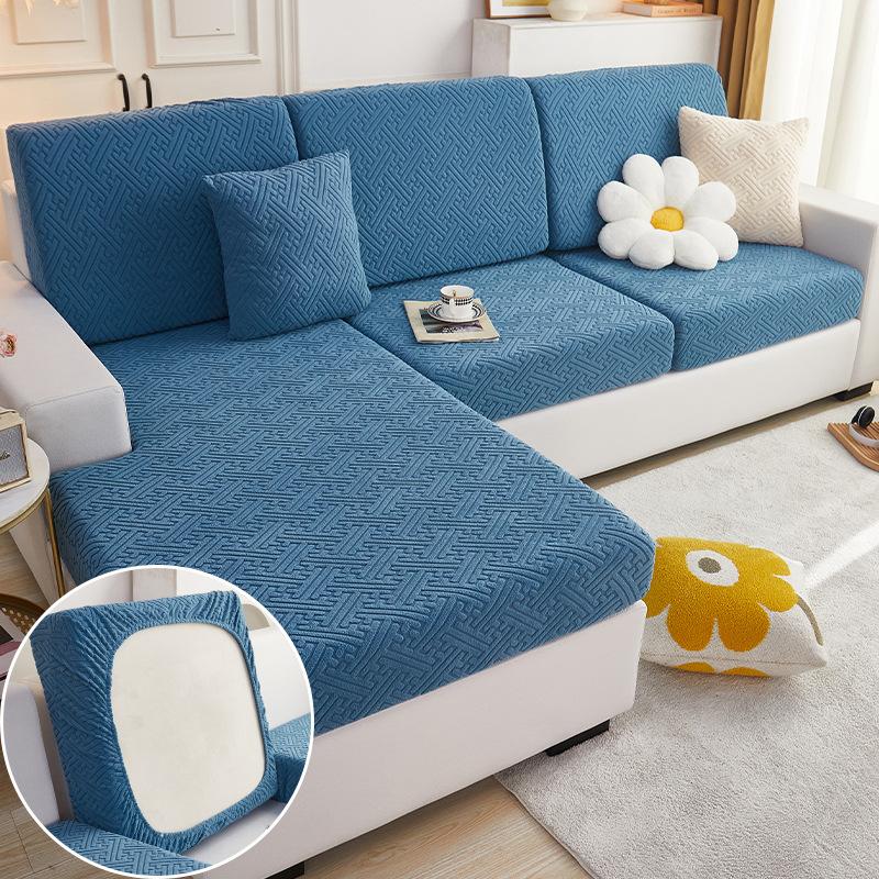 Плюшевый чехол на сиденье дивана для гостиной, бархатная подушка, эластичный угловой диван, 1/2/3/4-местный комплект однотонных чехлов