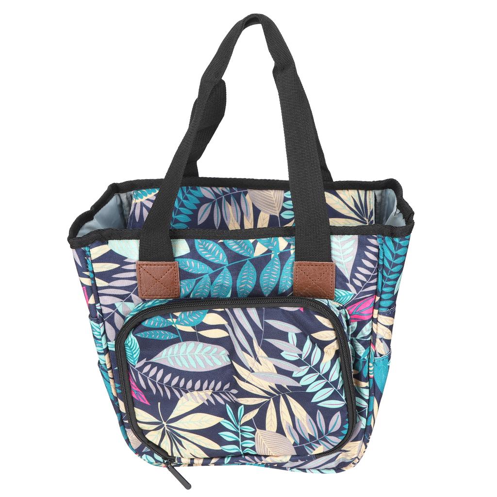 Storage Bag Multifunctional Oxford Cloth Cylindrical Woolen Sundries Organizer PacketBlue Leaves