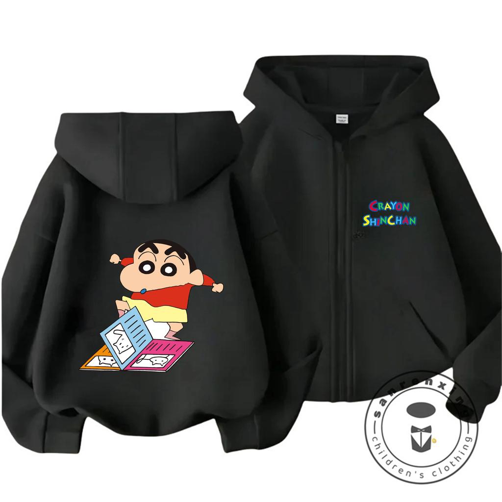 New Casual Zipper Hooded Sweatshirt Kawaii Cartoon Winter Trendy Hoodie Crayon Shin Chan 3 14