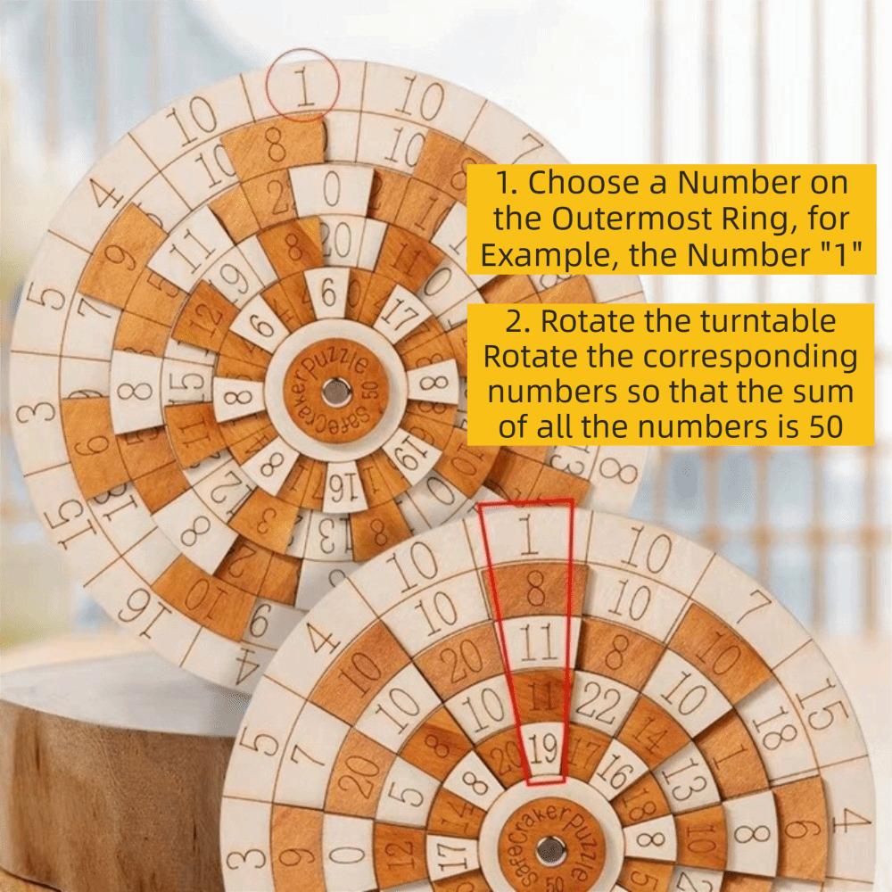 Classic Number Wooden Puzzle Round Turntable Brain Teaser Toy Number Puzzle Children Learning