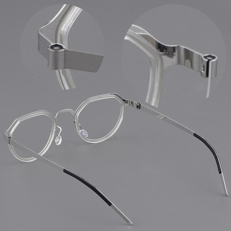 Denmark Brand Screwless Thin Titanium Glasses Frame Polygon Oval Eyeglasses Ultralight Handmade Women Men Frames 9630 Fashion