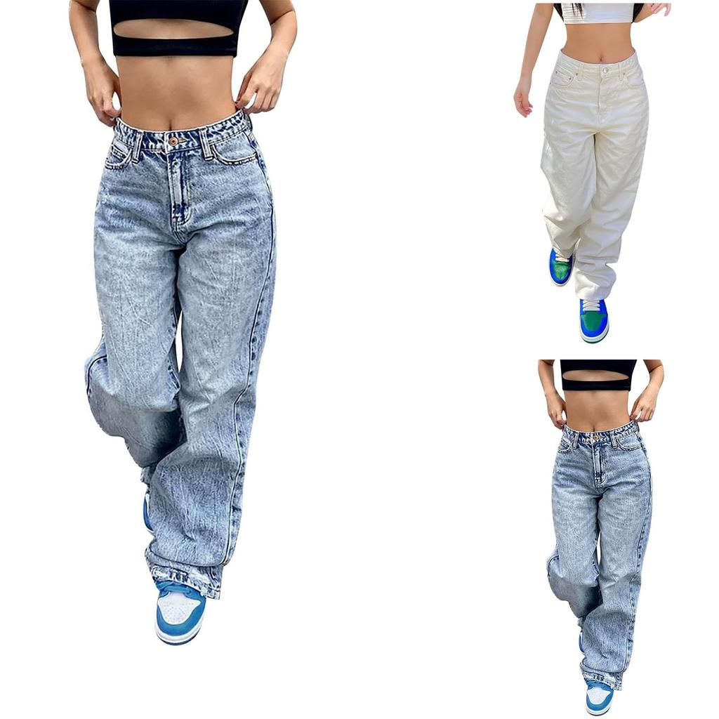 Women's High Waist Slim Straight Loose Casual Pants Wide Leg Pants