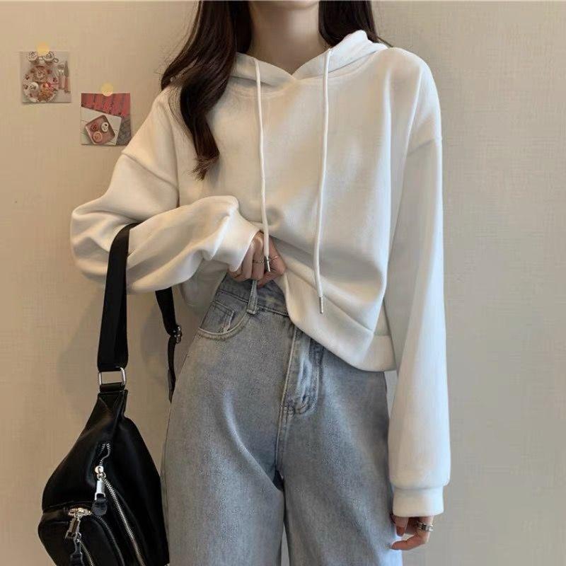 Womens Spring Hoodie With Embroidered Long Sleeves And Oversize Fit For Casual Wear