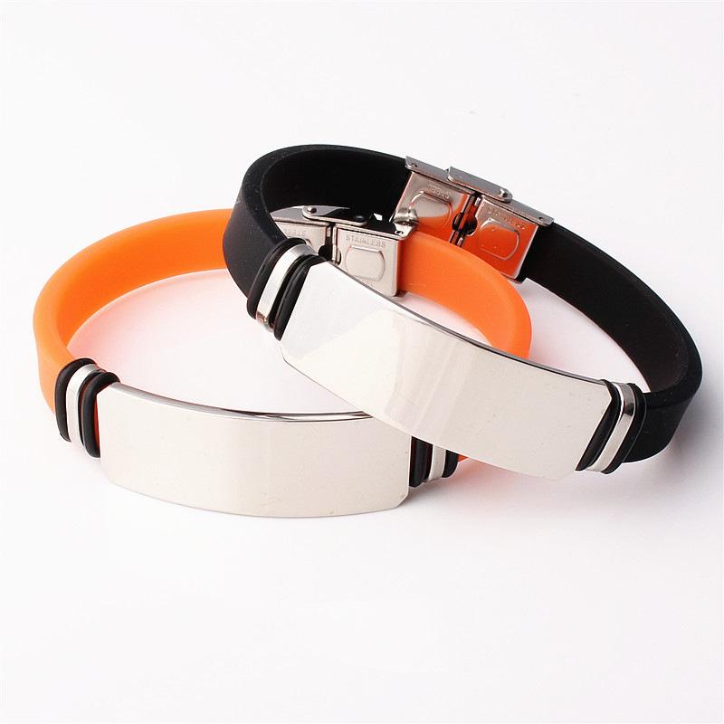 New Men and Women Sports Silicone Bracelet Stainless Steel Jewelry Basketball Bracelet Jewelry Accessories Black Bracelet