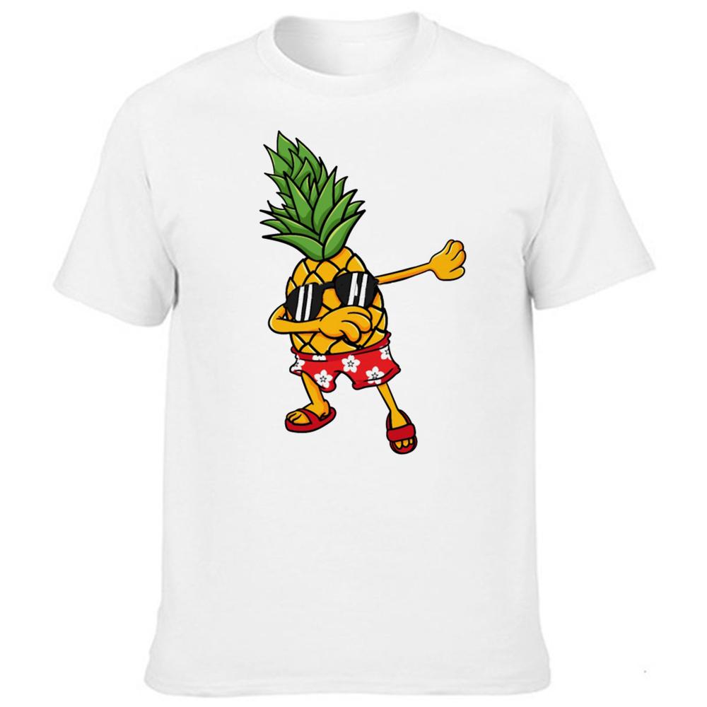 Men Clothes Pineapple Pizza Fruit Printed Funny Aesthetic Shirt Leisure Short Sleeve O Neck T