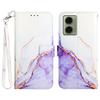 For Motorola Moto E14 4G/G04 4G/G04s 4G/G24 4G Case with Strap Marble Pattern Leather Phone Cover Card Holder