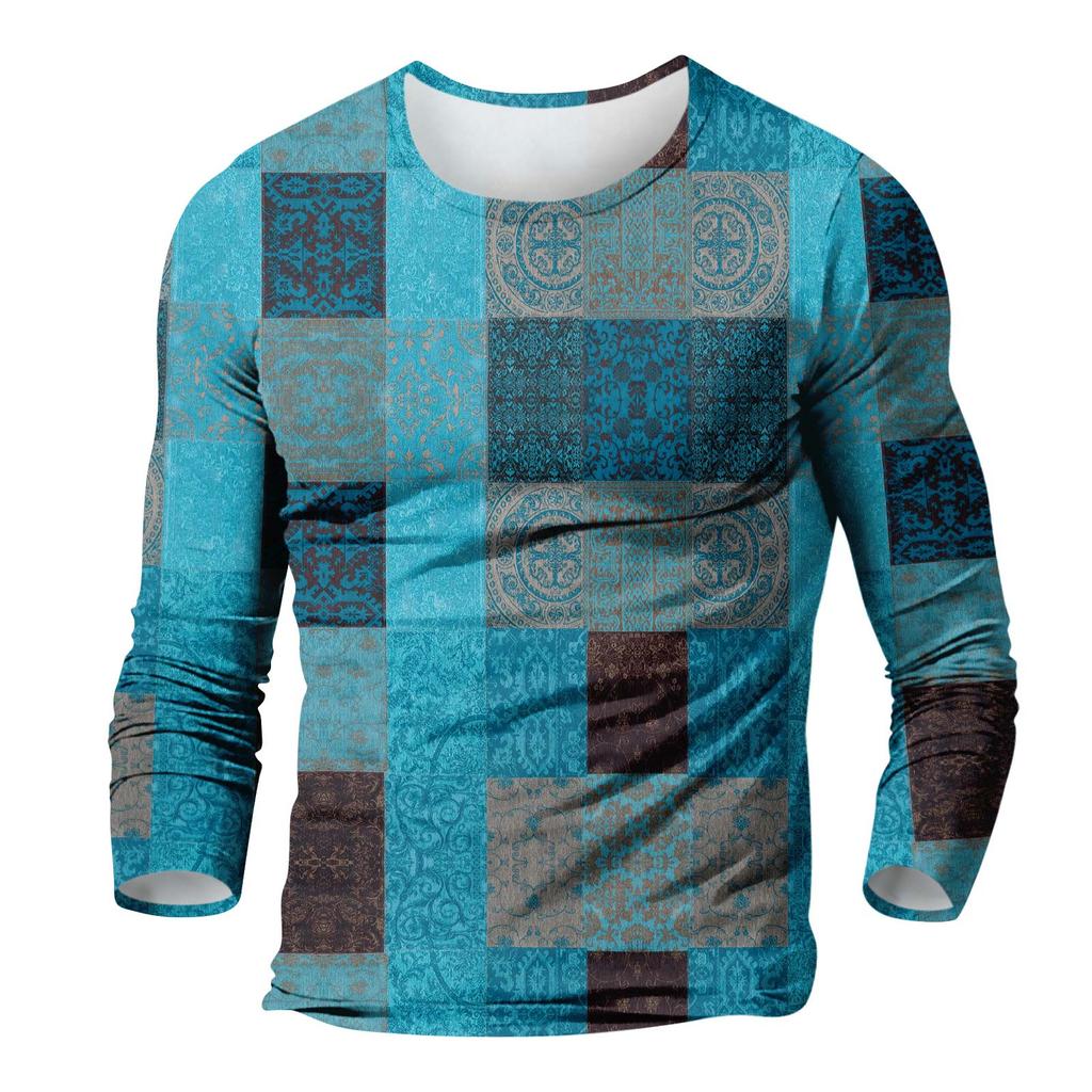 Men's T Shirt Graphic Abstract Neck Clothing Apparel Outdoor Long Sleeve Print Fashion Designer Vintage