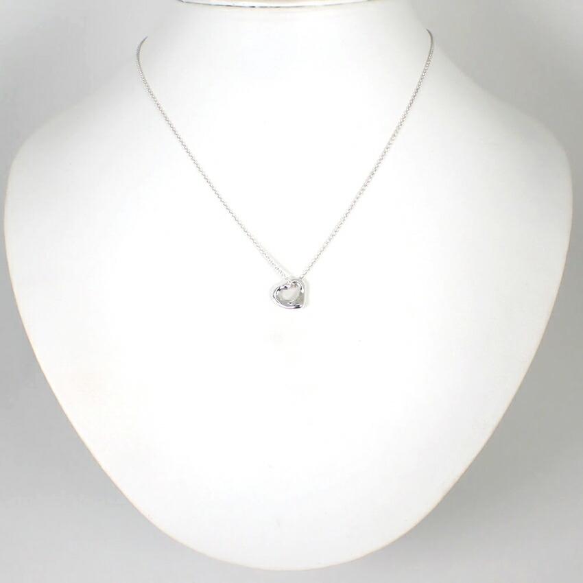 Pre-owned Tiffany & Co. Silver 925 Open Heart Pendant Necklace j56-10