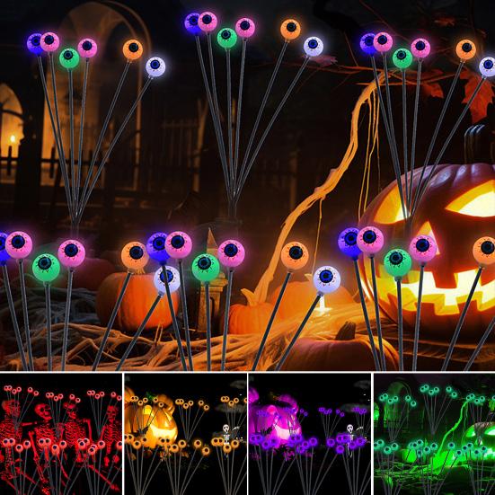 Solar Eyeball Lights Halloween Outdoor Stake Lights Colorful Glowing Ghost Eye Design Waterproof Decorative
