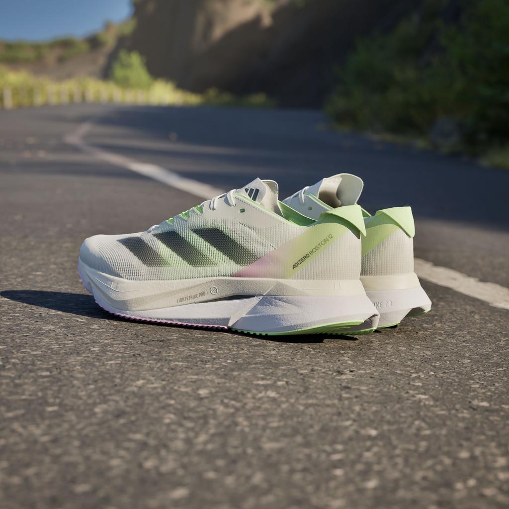adidas Adizero Boston 12 Облачно-белый Основной черный Зеленая искра