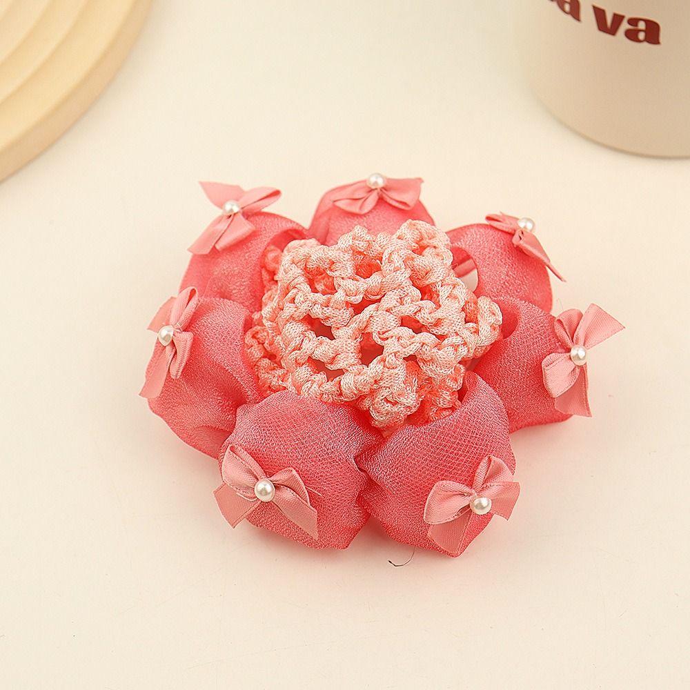 Блестящий детский пучок с сеткой бант балетный пучок снуд модная сетка для волос с цветком вечеринка