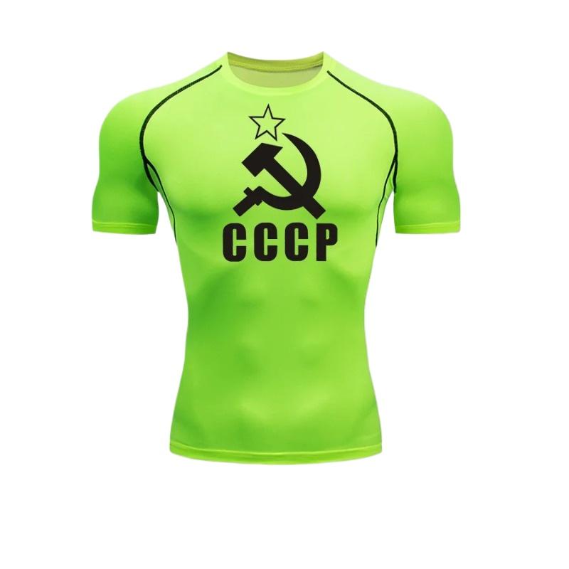 Модная Облегающая Спортивная Футболка Мужская Компрессионная Защита от Потертостей Круглый Вырез Для Бега Высокая Эластичность Летняя С Коротким Рукавом Впитывающая Пот Облегающий Крой