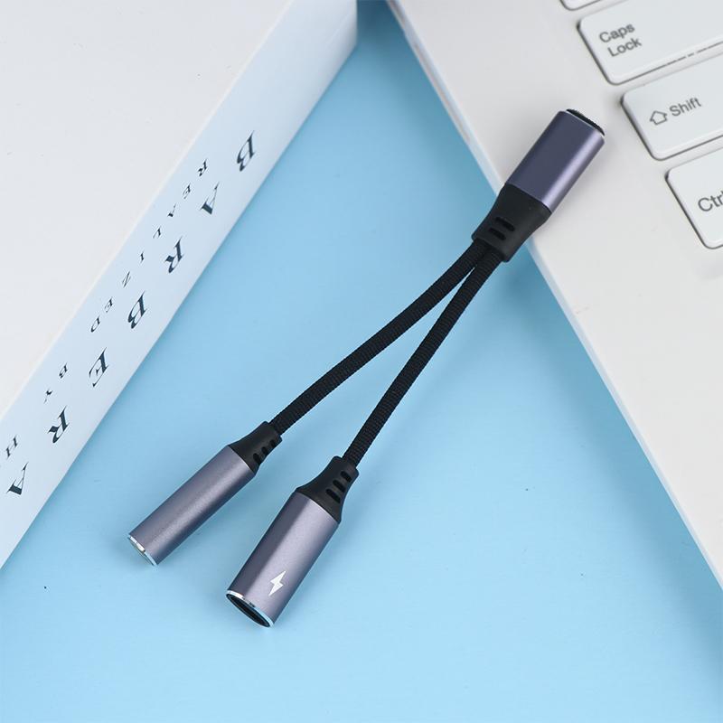 2-в-1 USB-C на 3,5 мм Адаптер для наушников и зарядки PD 60 Вт Кабель для быстрой зарядки Адаптер с разъемом Aux для мобильного телефона Pad