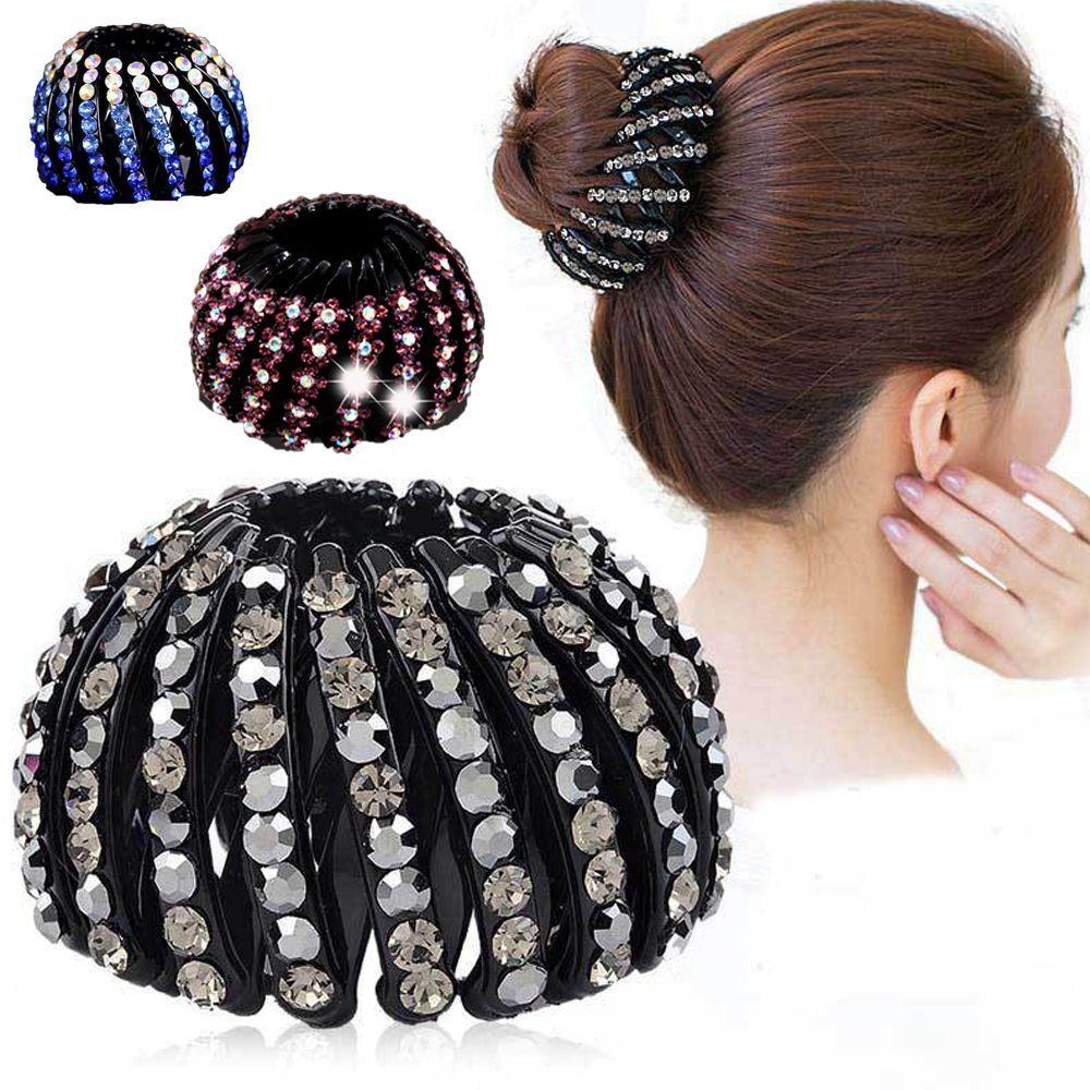 Curler Roller Rhinestone Ponytail Clamps Crystal Hair Bun Maker Bird Nest Hair Claw Hair Fold Wrap